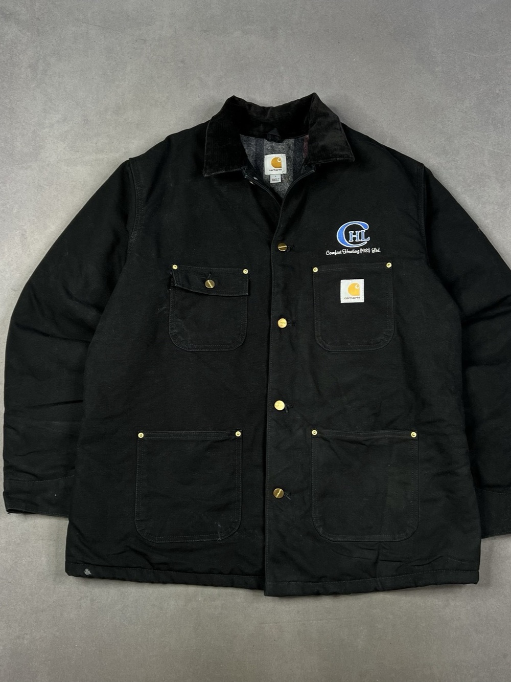 Carhartt Blanket Lined Duck Chore Coat Black Workwear Jacket